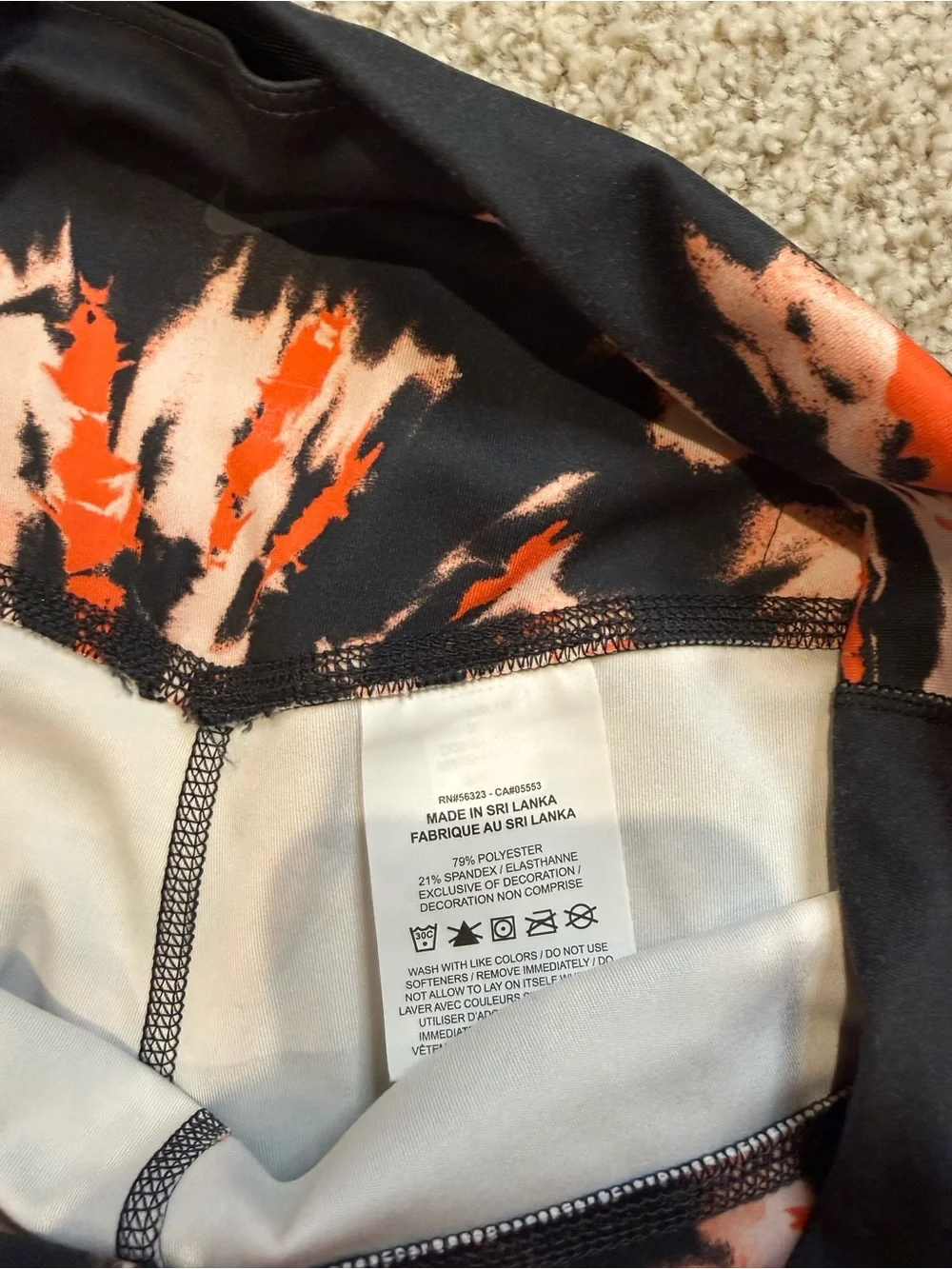 Nike High-Rise Sunburst Tie Dye Biker Shorts Black Orange Size Medium